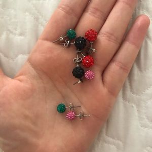 Rhinestone ball stud earrings bundle